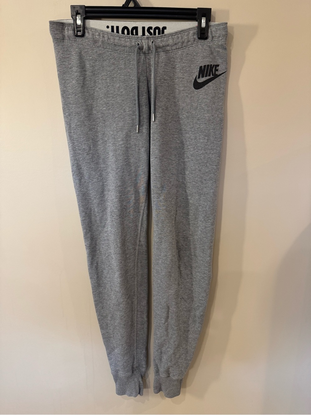 Nike Gray Joggers with Red Nike Tag